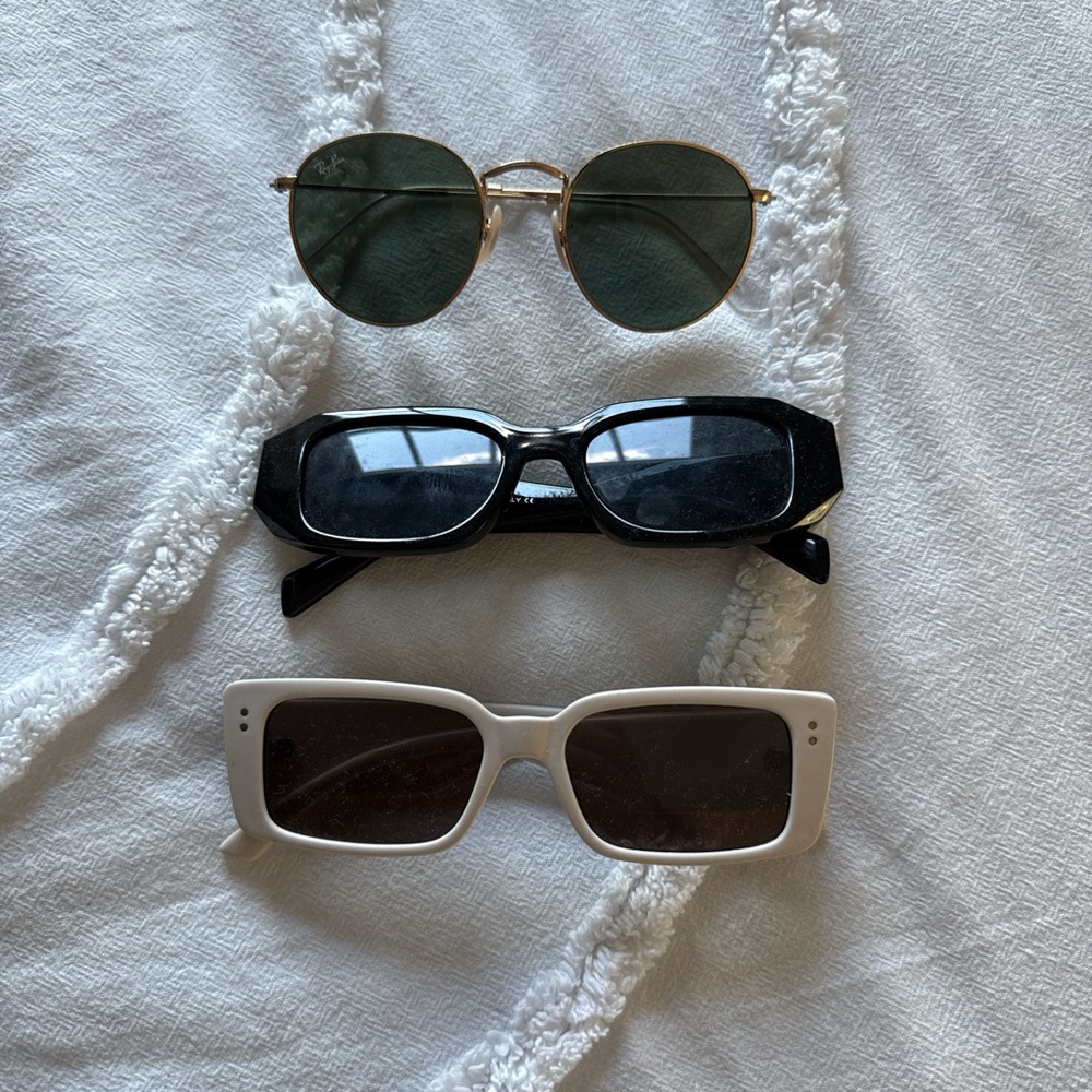 Stylish Women's Sunglasses Set - Black, White, Gold